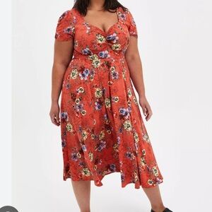 Torrid Mini Chalice Skater Dress in Orange Combo Size Large (0)